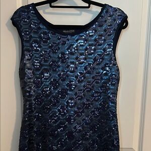 Connected Apparel Navy Sequin Dress